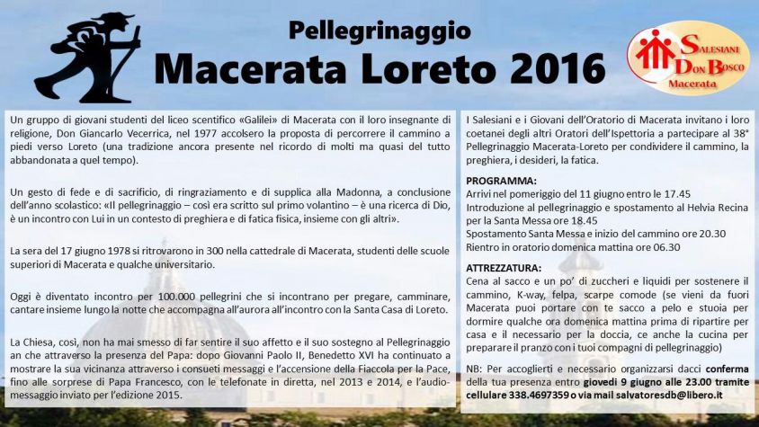 PELLEGRINAGGIO MACERATA-LORETO 2016